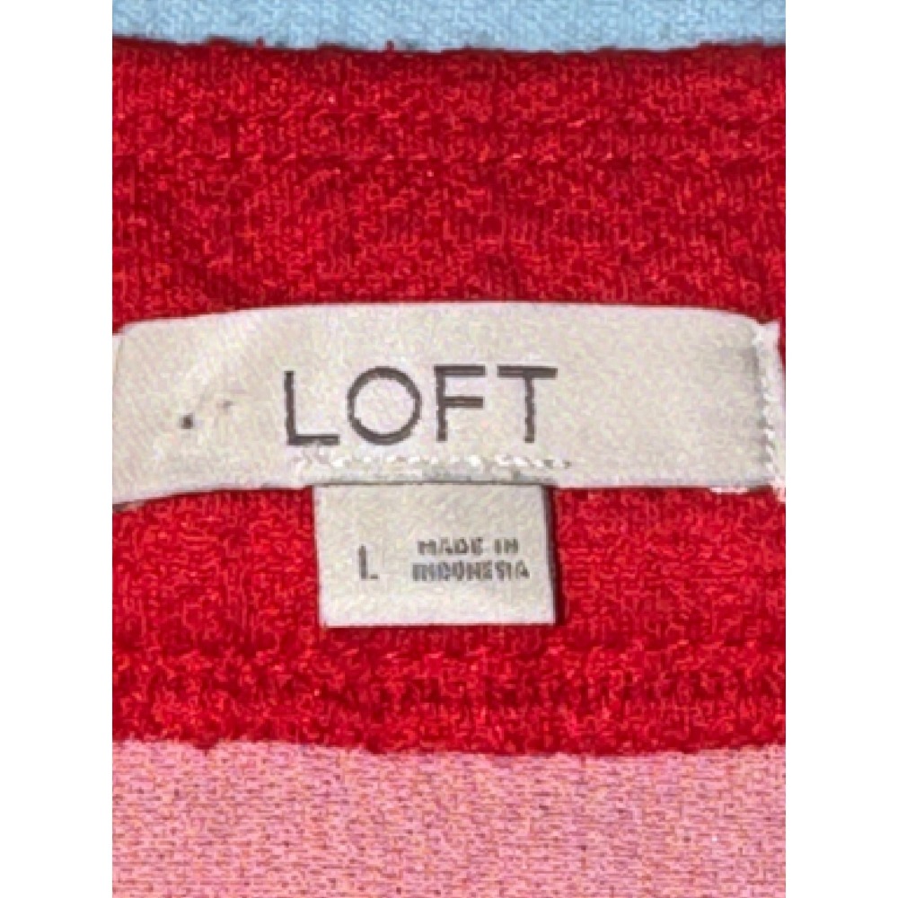 LOFT Red Textured Boucle Mini Skirt Button Pocket A-Line Size L - Picture 3 of 13